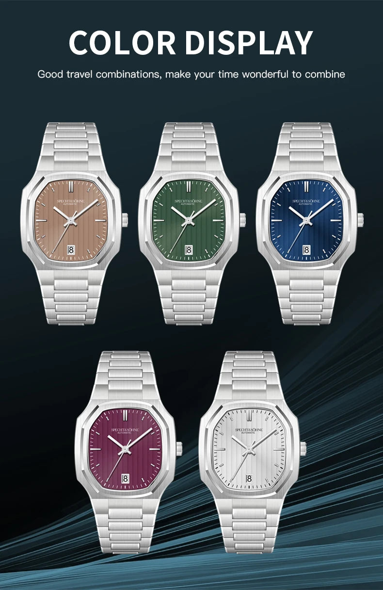 2026 New Luxury Specht & Söhne Watch 37MM Automatic Watches For Men 8215 Movt Sapphire Crystal Stainless Steel 50M Waterproof