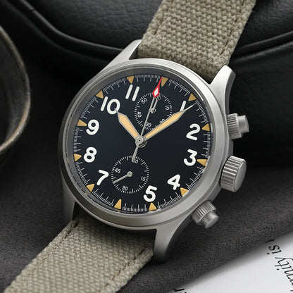 Militado ML1868KF Retro VK67 Quartz Chronograph Watch Stainless Steel Case 3 Dial Waterproof 100M  Multifunction Military Watch