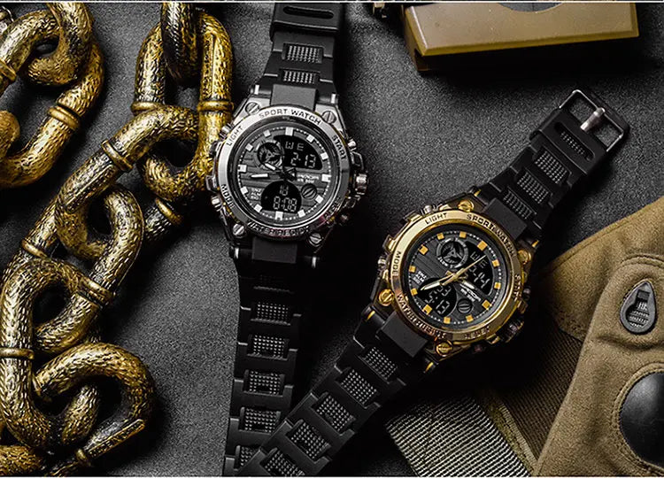 SANDA Top Luxury Watches Men Military Army Mens Watch Waterproof Sport Wristwatch Dual Display Watch Male Relogio Masculino