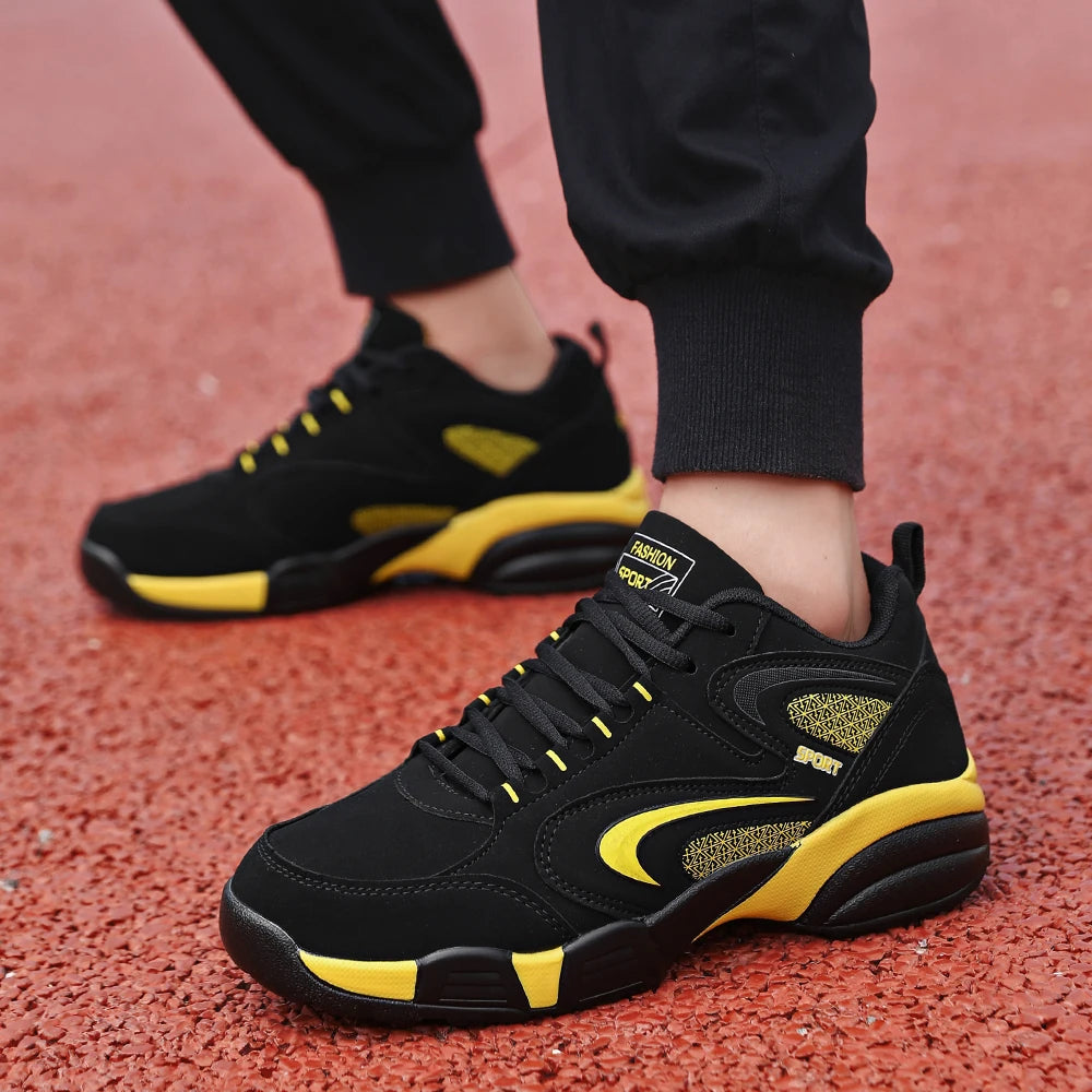 Sapatilhas modernas color block de tamanho grande para homem, confortáveis, antiderrapantes, com atacadores, casuais e duráveis, para atividades ao ar livre masculinas
