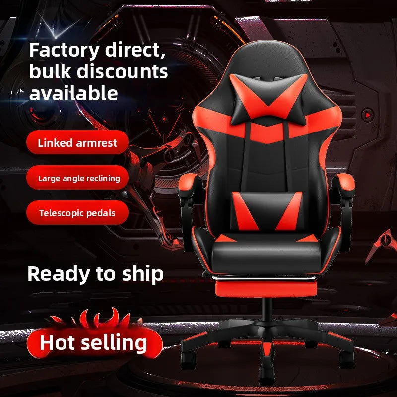 Cadeira Gaming Ergonómica para Secretária, Cadeira Gaming Reclinável para Escritório em Casa com Apoio Lombar para Sessões Prolongadas