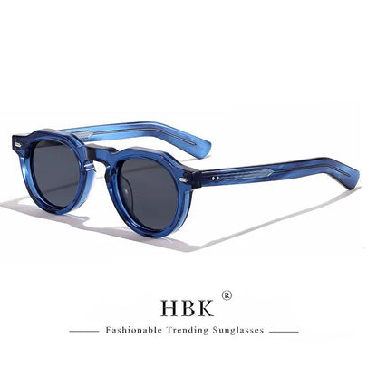 HBK Vintage – Ochelari de soare simpli, rotunzi, pentru bărbați, cu ramă mică, din acetat de înaltă calitate; ochelari de soare pentru femei, pentru petreceri, călătorii și activități în aer liber