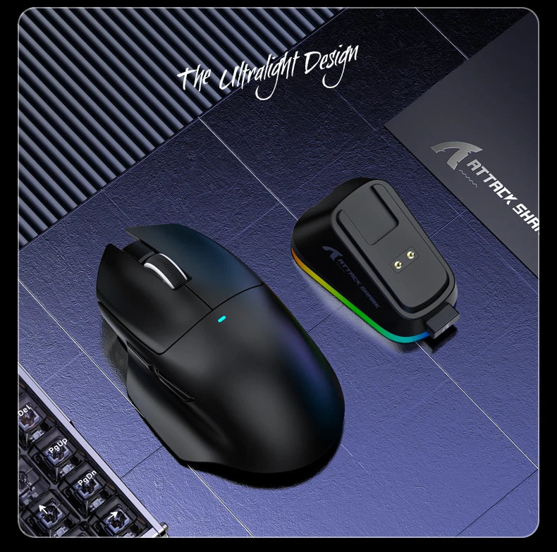 ATTACK SHARK V6  Wireless Gaming Superlight Mouse with RGB Magnetic Charging Dock,PAW3311 Sensor,Macro Gaming Mouse