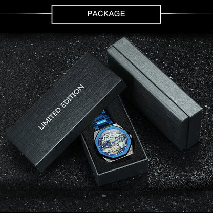 Forsining Casual Automatic Mechanical Watch for Men Luminous Hands Stainless Steel Strap Fashion Luxury Skeleton Mens Watches