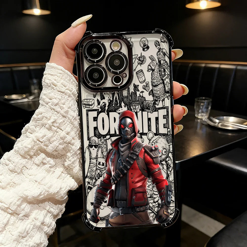 Suosittu FortniteS-peliteemainen pinnoitettu puhelinkuori iPhone 17 17e 16e 16 15 14 13 12 11 Pro Max X XR XSMax 7 8 Mini Air Plus -malleille, iskunkestävä