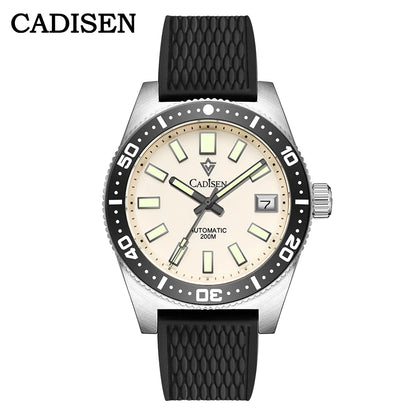 CADISEN New 38mm Diver Mens Watch Japan 8215 Automatic Mechanical Sapphire Glass Date Luminous 100M Waterproof Wrist watch Men