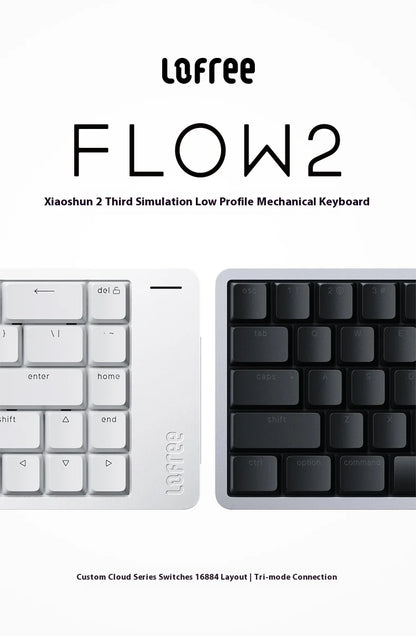 Lofree FLOW2 Mechanische Tastatur fürs Business-Büro, kabellos per Bluetooth und kabelgebunden, leiser und sanfter Klang, kompatibel, geräuscharm, Aluminiumgehäuse