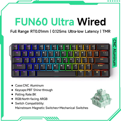 Akko MonsGeek FUN60 Ultra mechanische Gaming-Tastatur, magnetische Switches, 60 %, Rapid Trigger, 8K HE/TMR, Custom-Aluminium-Tastatur für Gamer