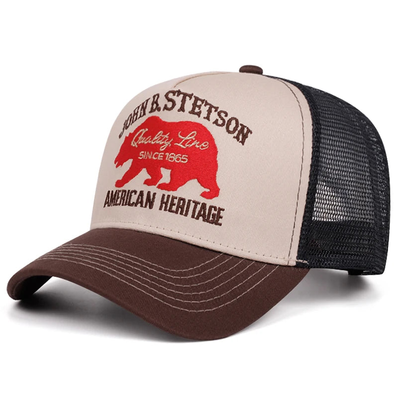 2025 Creative New Baseball Hat STETSON Red Bear Truck Hat Outdoor Sports Sunshade Hat Street Hip Hop Hat Daily Commuter Net Hat