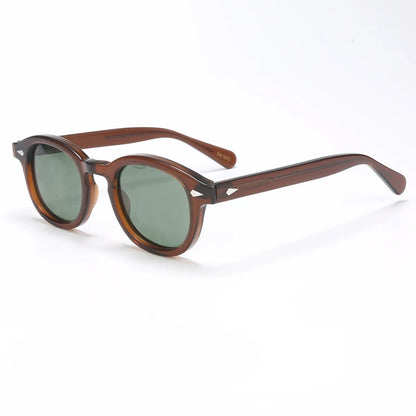 Ochelari de soare polarizați pentru bărbați și femei, stil Johnny Depp Lemtosh, ochelari de soare retro cu ramă rotundă din acetat și lentile UV400, Oculos