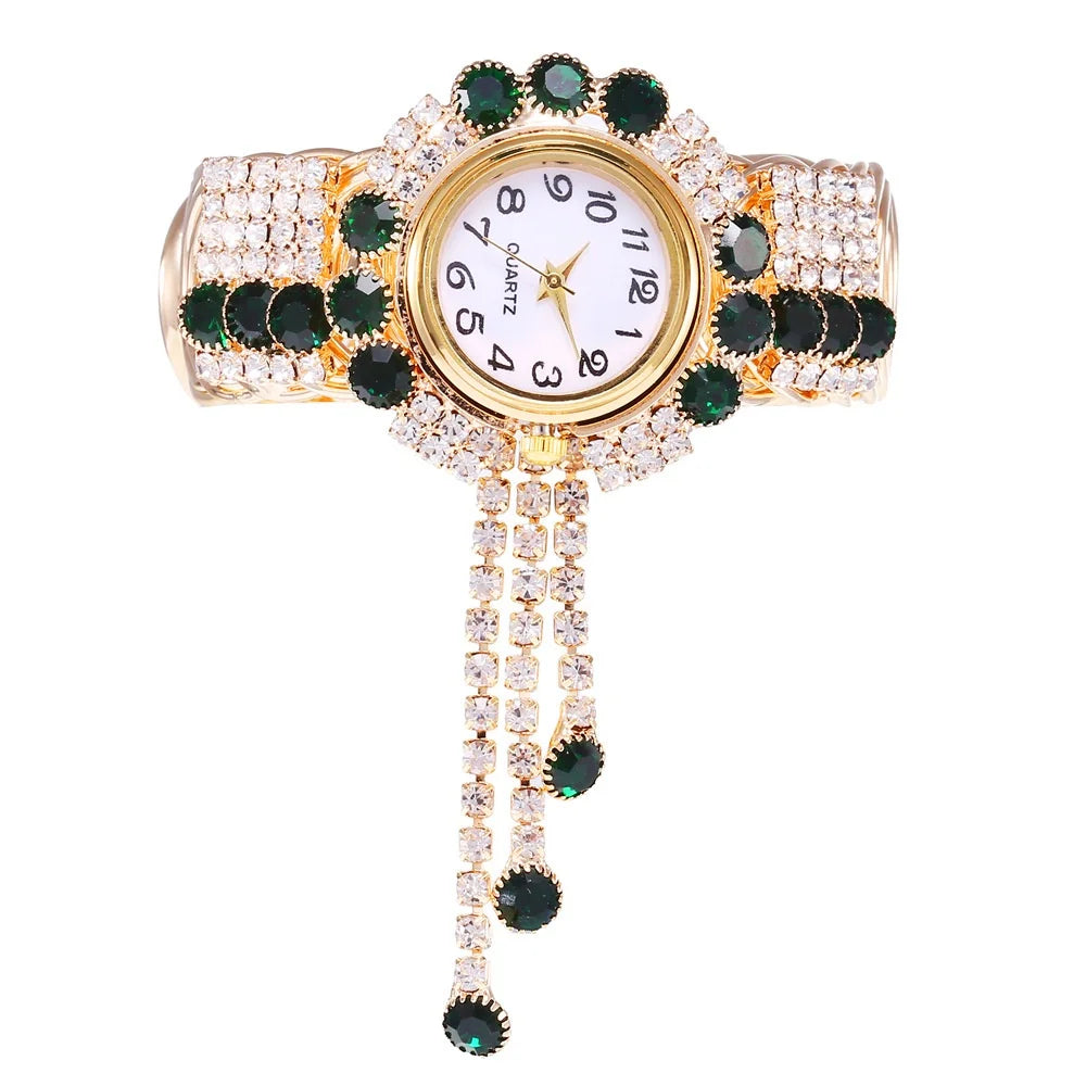 5PCS Luxury Rhinestone Women Watches Jewelry Set Fashion Adjustable Bangle Ladies Quartz Wristwatch Reloj Mujer（Without Box）