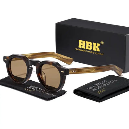 HBK Vintage – Ochelari de soare simpli, rotunzi, pentru bărbați, cu ramă mică, din acetat de înaltă calitate; ochelari de soare pentru femei, pentru petreceri, călătorii și activități în aer liber