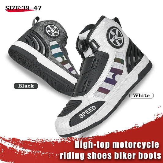 Επαγγελματικές προστατευτικές μπότες οδήγησης μοτοσικλέτας τεσσάρων εποχών, νέα μόδα, διαπνέουσες και αντιολισθητικές, ανδρικά υπαίθρια παπούτσια οδήγησης off-road