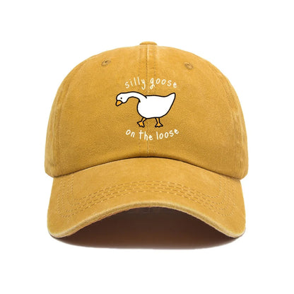 Big Goose Printed Baseball Hat for Men and Women, Small Fresh Soft Top Duck Tongue Hat, Sunshade Hat, Outdoor Sunscreen