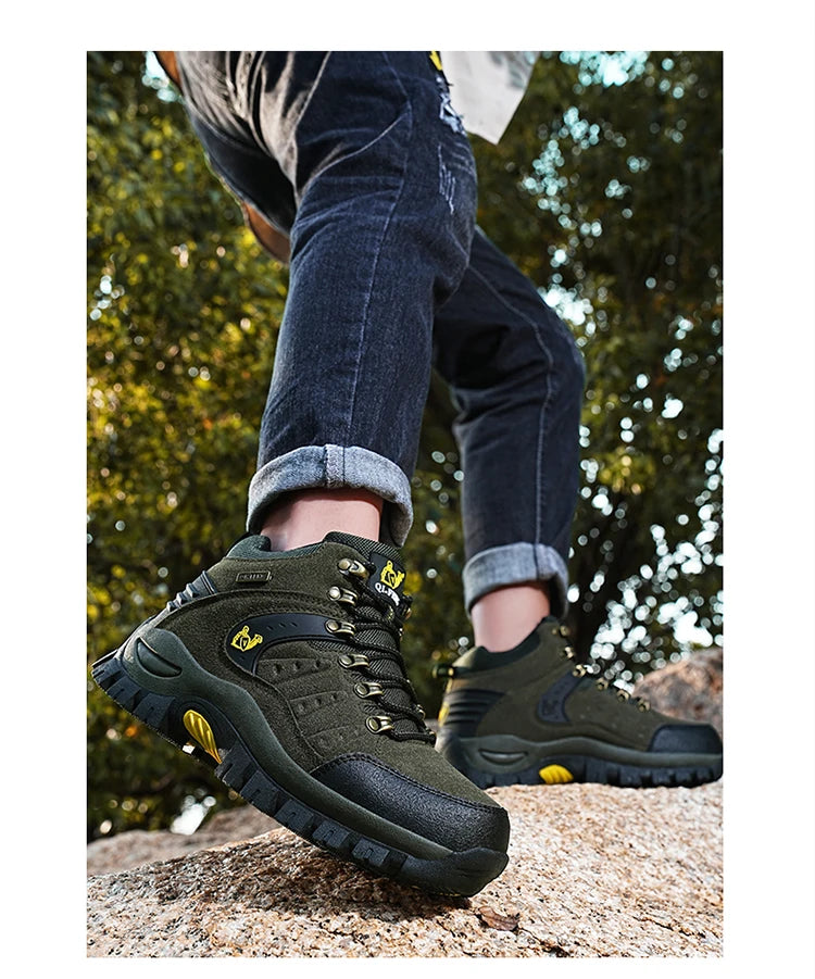Chaussures de Trekking en plein air automne hiver hommes chaussures de randonnée imperméables bottes de montagne en cuir véritable chaussures tactiques de chasse en forêt
