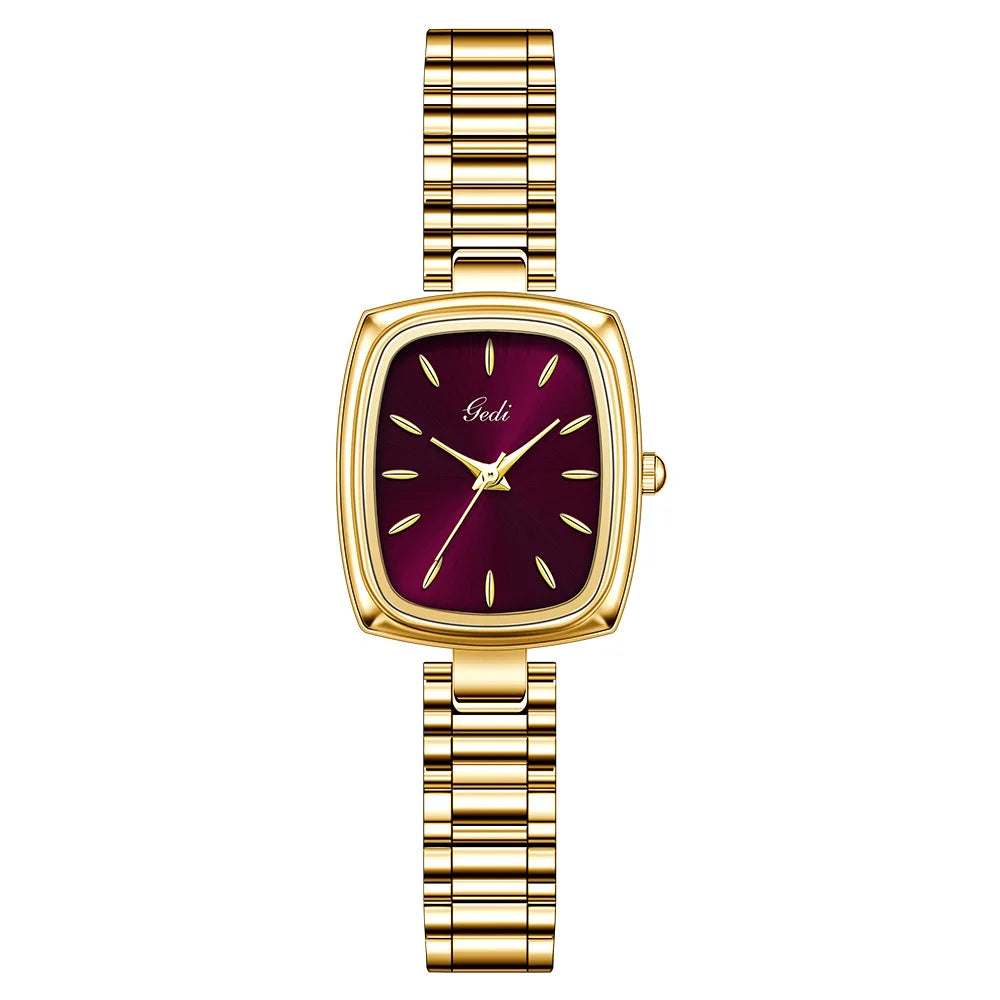 New Gold Watch Women Light Luxury Brand Waterproof Simple Retro Steel Strip Female Student Temperament Fashion Quartz Wristwatch