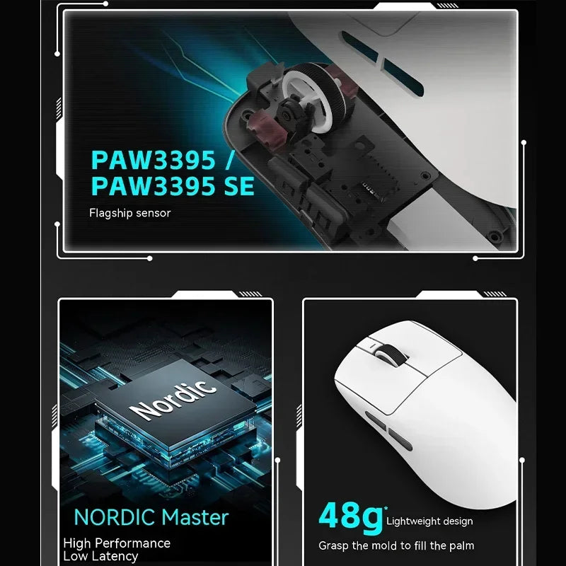 VXE Dragonfly R1 Pro Paw3395 Sensor Kabellose Maus Nordic 52840 2khz Smart Speed X Niedrige Latenz Büro-Gamer-PC-Gaming-Maus