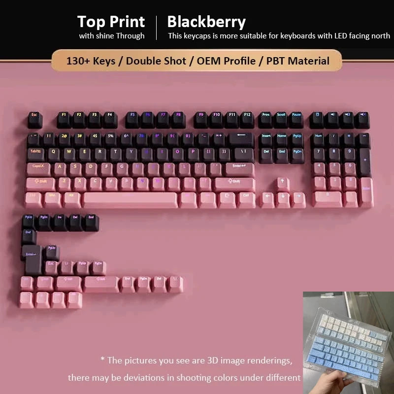 133+ Keys OEM Profile Gradient Keycaps For Cherry MX Switch Mechanical Gamer Keyboard PBT backlit RGB Keycap ISO Layout Key caps