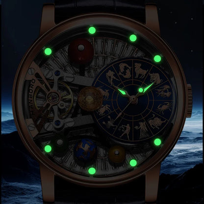 HANBORO Celestial Series 12 Constellation Men's Fully Automatic Mechanical Watch with Starry Sky Night Light Trend Watch