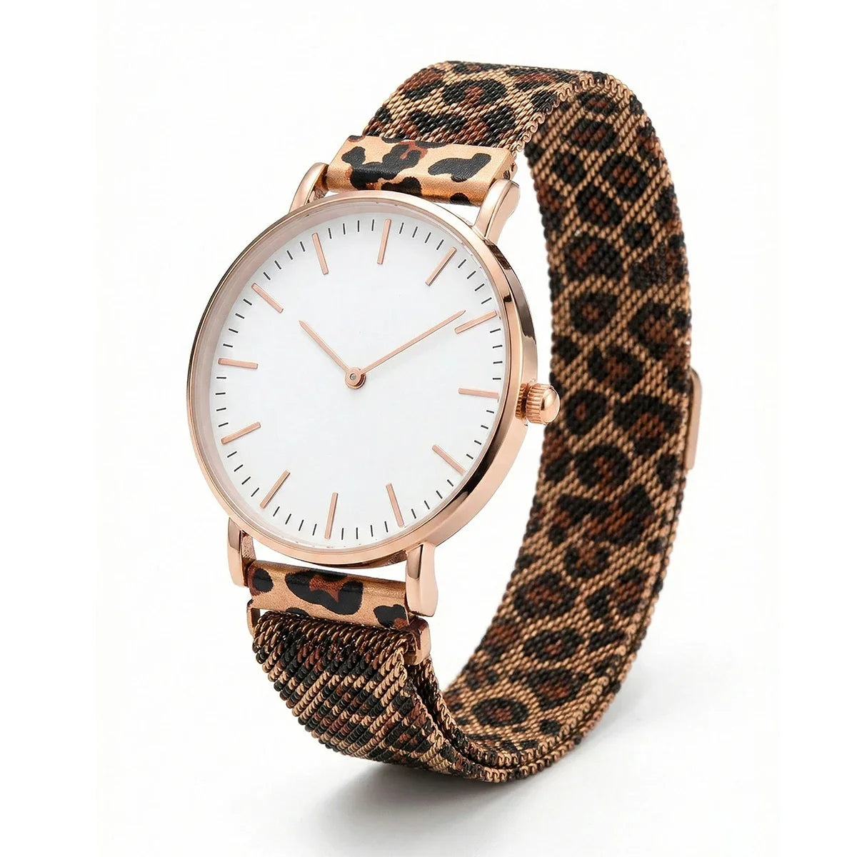 Ultra-thin Fashion Women's Watches Luxury Leopard Pattern Mesh Band Ladies Quartz Wristwatches Minimalist Female Clock Reloj