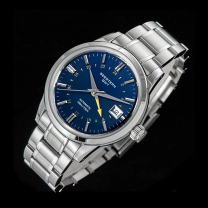 SEESTERN Men's Automatic Mechanical Wristwatch NH34 GMT Movement 10bar Waterproof Domed Sapphire Crystal Watch Limited S446 New
