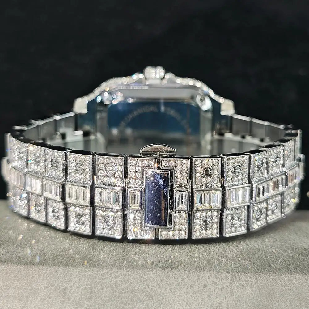 UNIGUET Fashion Diamond Watch for Men Luxury Waterproof Square Quartz Clocks Hip Hop Ice Out Jewelry Wristwatch Male Hot Sell