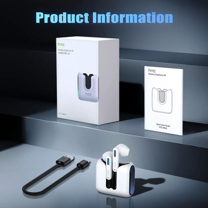 HTC NE49 6.0 True Wireless Earbuds Gaming HiFi Deep Bass Lightweight Cool Design IPX5 Waterproof Choice