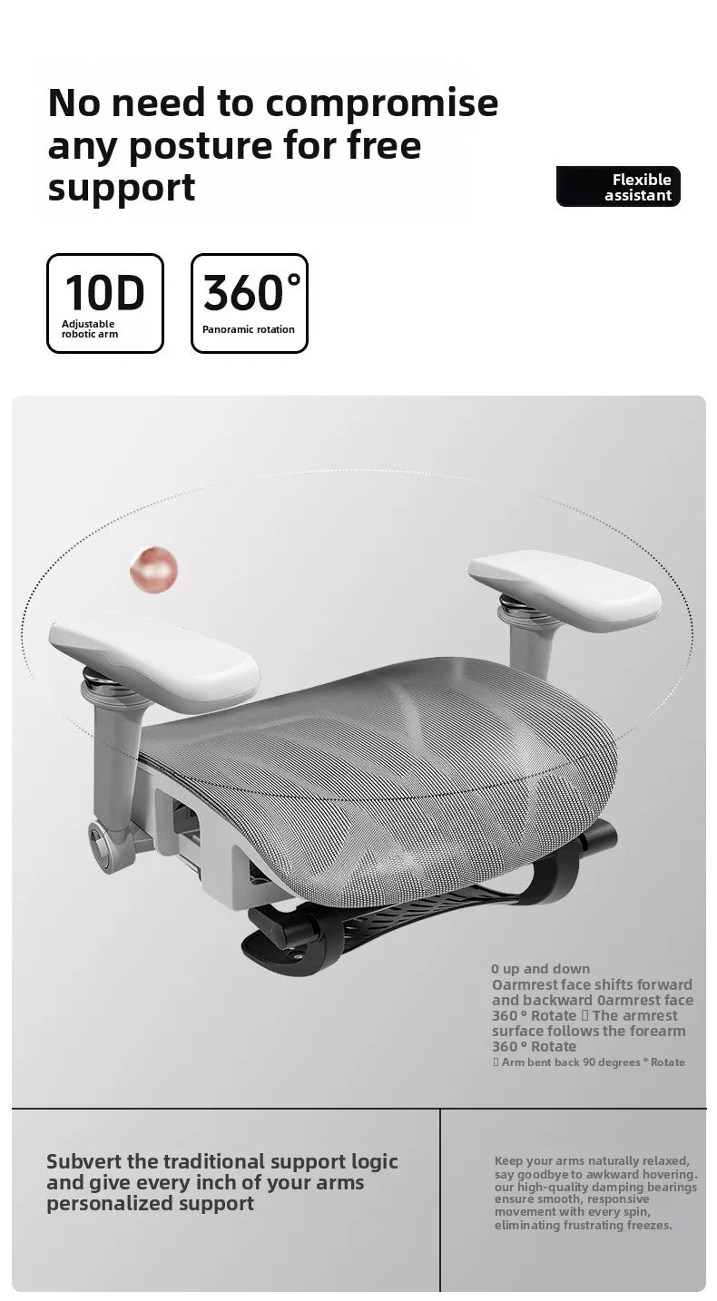 Přenosná minimalistická ergonomická židle s 10D područkami – počítačová, kancelářská, studijní a herní židle Gravity, pevná a odolná