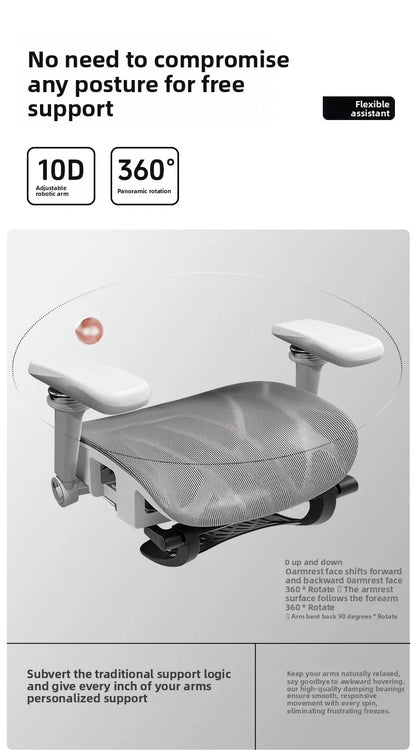 Přenosná minimalistická ergonomická židle s 10D područkami – počítačová, kancelářská, studijní a herní židle Gravity, pevná a odolná
