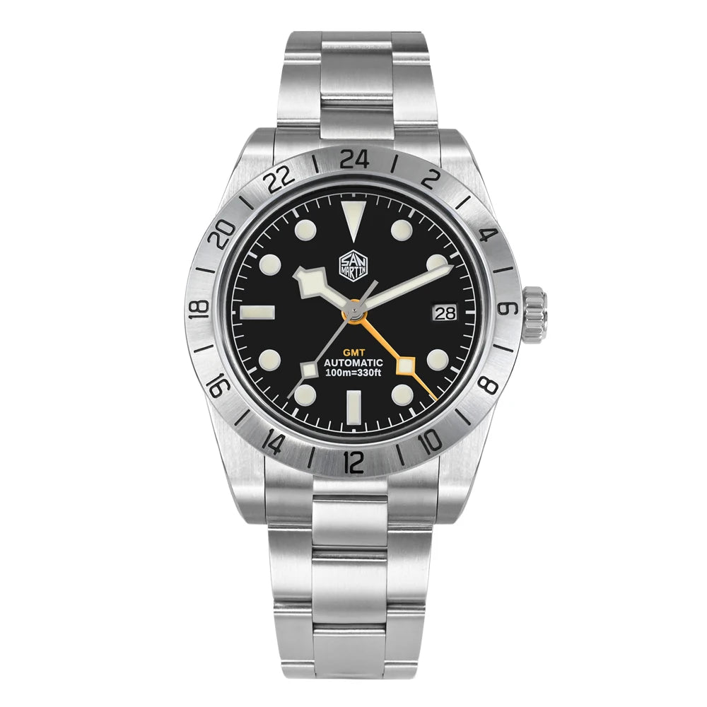 San Martin New 39mm NH34 BB GMT Automatic Mechanical Watch Sport Watch Sapphire Luminous Waterproof 100m for Men Watch SN0054