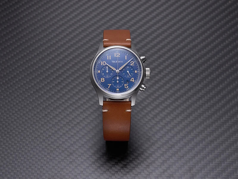 Milifortic 39MM Men's Solar Chronograph M069 Sapphire Crystal VS75 Stainless Steel Case Military Style Quartz Wristwatches