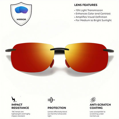 4 bucăți ochelari de soare aviator polarizați, ultra-ușori, de 11 g, cu ramă TR90 fără cadru – flexibili și confortabili, unisex, pentru condus, pescuit și activități în aer liber