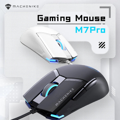 Machenike M7Pro kablet gamingmus USB Instant A825 12800DPI 1000Hz 7 knapper 65g RGB til bærbar PC gamer-mus