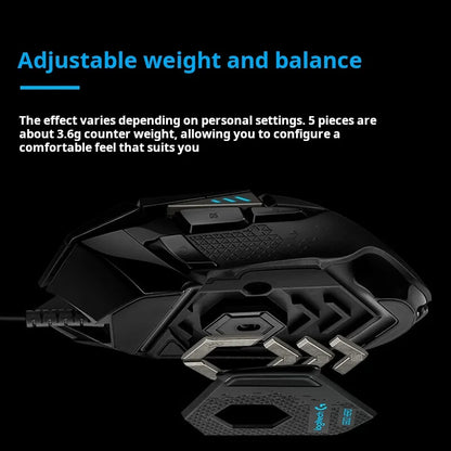 Геймърска мишка Logitech G502 HERO с кабел, e-sports, механична мишка с RGB подсветка, балансируемо тегло и програмируеми макроси за Battle Royale игри