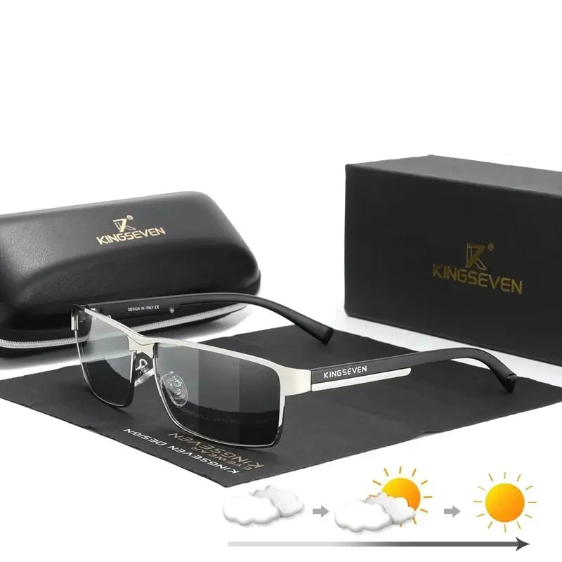 KINGSEVEN Ochelari de soare polarizați fotocromatici pentru bărbați, model pentru femei, ochelari de soare cameleon, UV400, anti-orbire, pentru șofat, ochelari pătrați