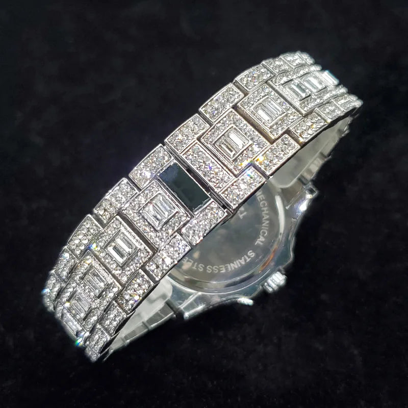 Luxury Diamond Watch for Men Fashion Bling Iced Out Day Date Watches Hip Hop Golden Stainless Steel Quartz Man Clock Hot Sale