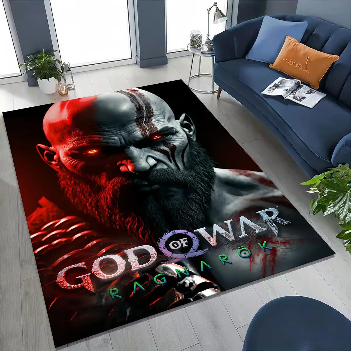 Classics God of War Kratos 3A Game Gamer Rug for Bedroom Living Room Sofa Home Doormat Decor, Large Kids Play Non-slip Floor Mat