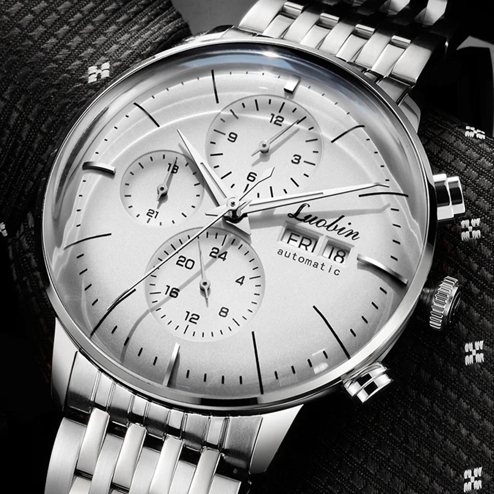 Luxuriöse Automatikuhr für Herren, mechanisch, selbstaufziehend, Business-Armbanduhr aus Edelstahl mit Leuchtanzeige, Relojes Para Hombre 2020