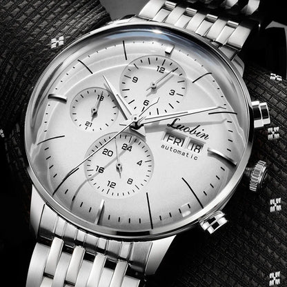 Luxuriöse Automatikuhr für Herren, mechanisch, selbstaufziehend, Business-Armbanduhr aus Edelstahl mit Leuchtanzeige, Relojes Para Hombre 2020