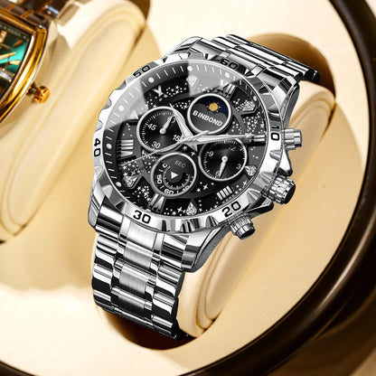 Chronograph Luxury Brand Stylish Men Luminous Wrist Watches For Male Clock Stainless Steel Band Men Business Quartz Watches