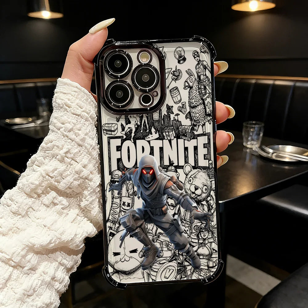 Suosittu FortniteS-peliteemainen pinnoitettu puhelinkuori iPhone 17 17e 16e 16 15 14 13 12 11 Pro Max X XR XSMax 7 8 Mini Air Plus -malleille, iskunkestävä