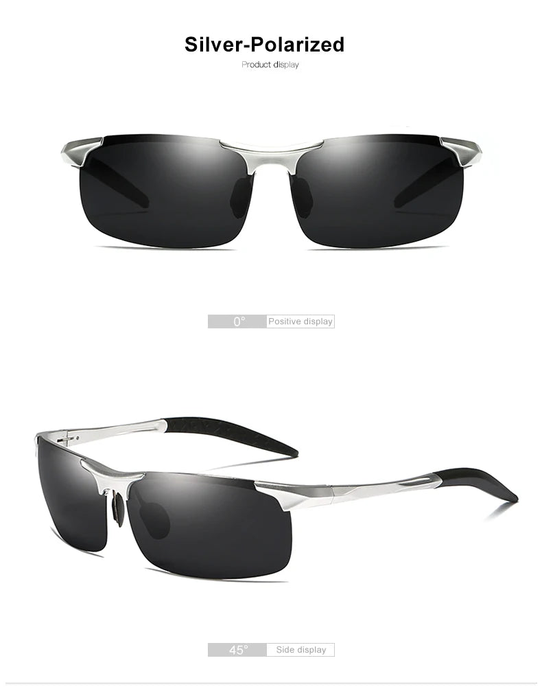 Ochelari de soare polarizați pentru bărbați marca CLLOIO, ramă din aluminiu, UV400, anti-orbire, ochelari de soare pentru bărbați, ochelari de condus, fără ramă, Oculos De Sol