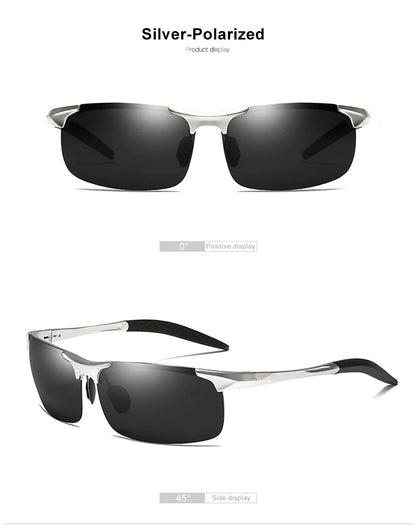 Ochelari de soare polarizați pentru bărbați marca CLLOIO, ramă din aluminiu, UV400, anti-orbire, ochelari de soare pentru bărbați, ochelari de condus, fără ramă, Oculos De Sol
