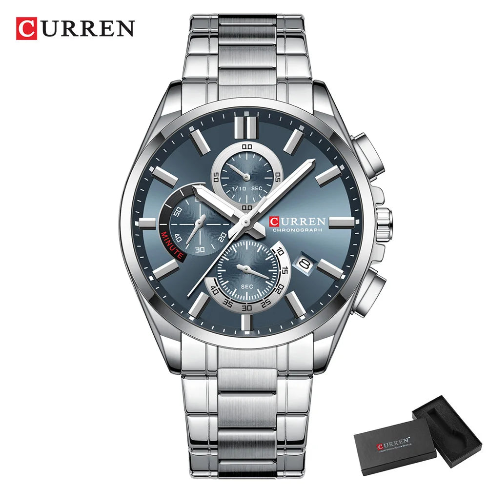 CURREN mode décontracté homme d'affaires montre de luxe bracelet en acier inoxydable montres à Quartz lumineux chronographe calendrier montre