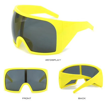 Ochelari de soare futuristici cu ramă învelitoare, lentile curbate Rave, protecție UV400, ochelari de soare supradimensionați Y2K pentru femei și bărbați