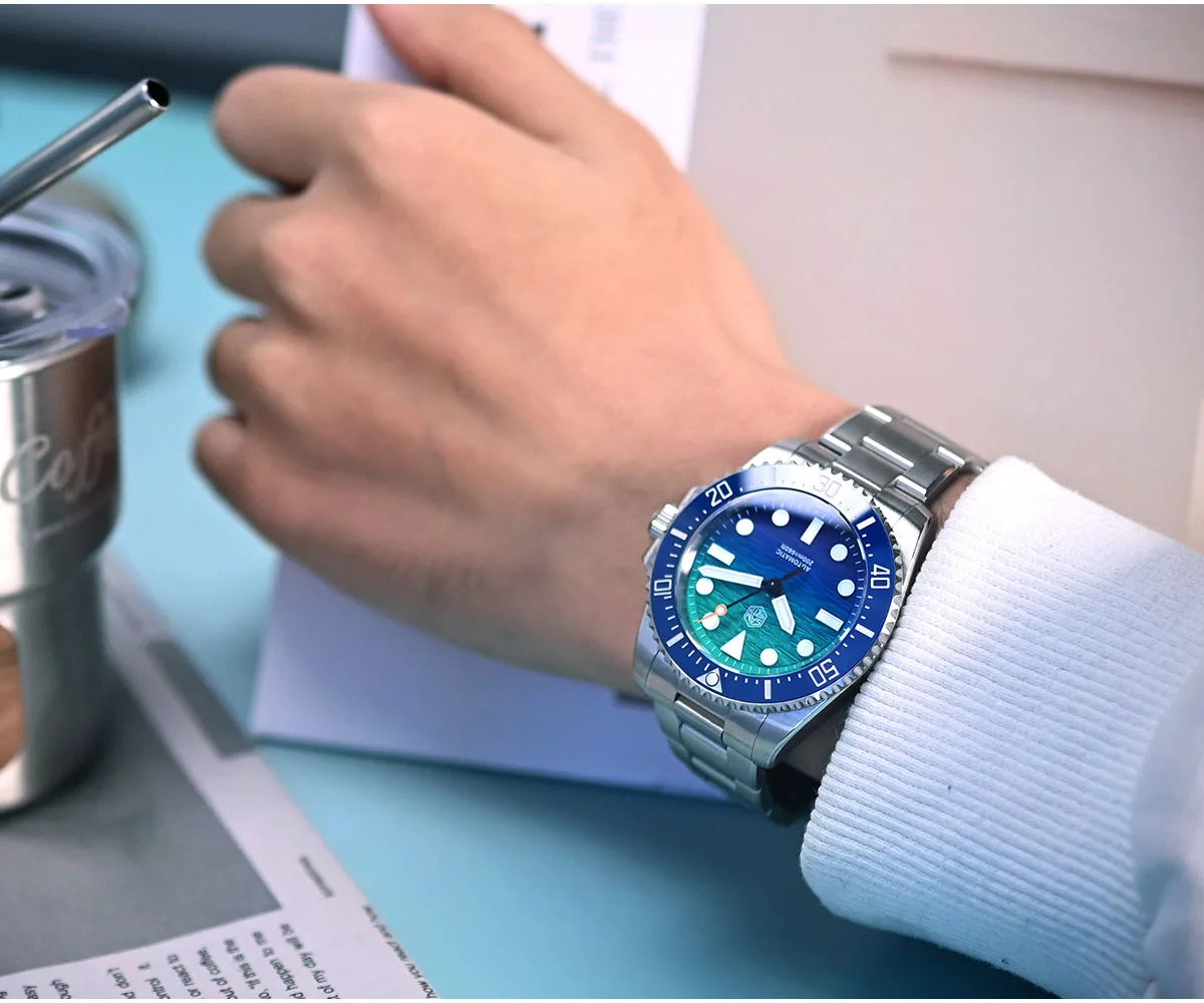 San Martin 2026 Men Diver Watch 38mm Wave Texture Dial Miyota 90S5 Automatic Mechanical Luxury Wristwatch Waterproof 200m SN0126