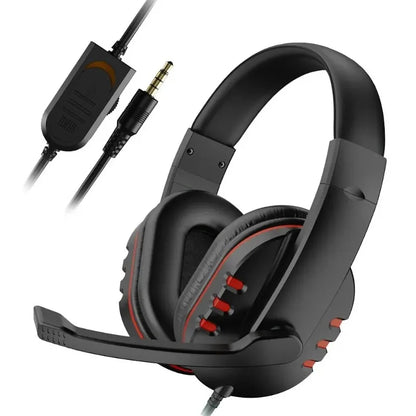 Casque gaming filaire avec éclairage, microphone réglable, son surround stéréo, coussinets auriculaires doux, pour PC, ordinateur portable et téléphone