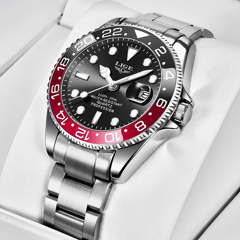 Montre pour homme LIGE – Chronographe à quartz, étanche, style décontracté et professionnel, accessoire de mode de luxe d'une grande marque.