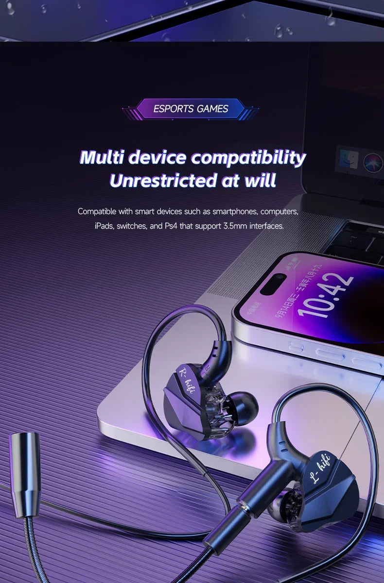 Auriculares para videojuegos con doble micrófono, auriculares estéreo Hi-Fi para videojuegos con conexión tipo C y cable de 3,5 mm, auriculares intraauriculares con reducción de ruido y micrófono para Samsung