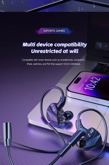 Auriculares para videojuegos con doble micrófono, auriculares estéreo Hi-Fi para videojuegos con conexión tipo C y cable de 3,5 mm, auriculares intraauriculares con reducción de ruido y micrófono para Samsung